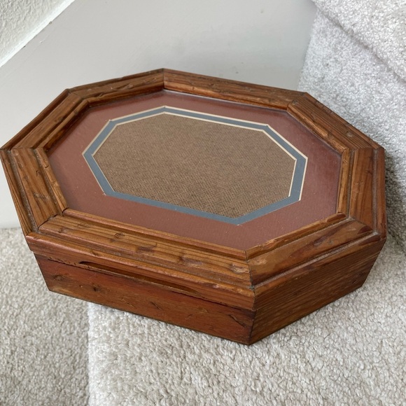 Vintage Wood Curio Knick Knack Display Case Shadow Octagonal Box - Picture 6 of 11